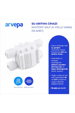 Arvepa Su Arıtma Cihazı Shutoff Valf (4 Yollu Vana) 10 Adet - Uzun Ömürlü