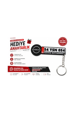 Nissan Logolu Ve Plakalı Anahtarlık , Kişiye Özel - Hediyelik Nissan Araç Plaka Anahtarlık - Plakalı