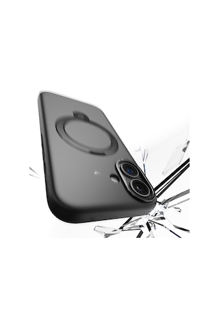 Apple Uyumlu iPhone 17 Kılıf M-safe Şarj Özellikli Metal Standlı Sıvı Silikon Lenyes Ck223 Kapak Siyah Siyah
