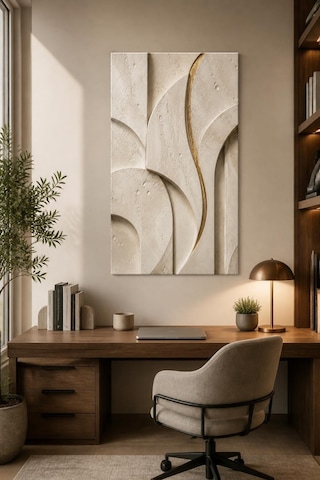 Minimalist Traverten Desenli Baskılı Cam Tablo Modern Lüks Duvar Dekoru