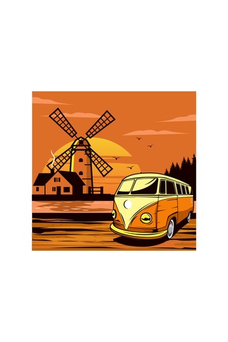 Paybuy Sunset Yolculuğu Vintage Minibüs Tasarımı Baskılı Kadın Oversize Beyaz