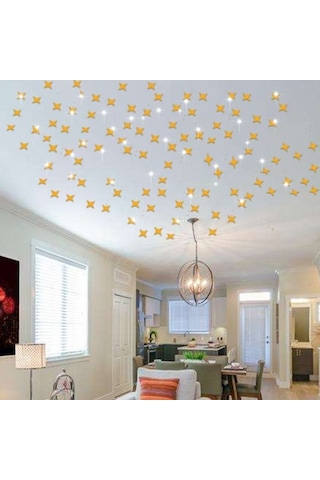 Dekoratif Süs Ayna 50X Adet Gold Altın Yıldız Tavan Duvar(408515753) Altın