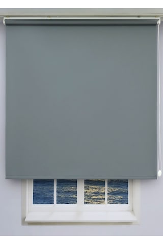 Düz Stor Perde - Kalın Mat Stor Güneşlik Kumaş Keten - Alüminyum Kasa Ve Boru - Eteği Dilimsiz/düz Antrasit