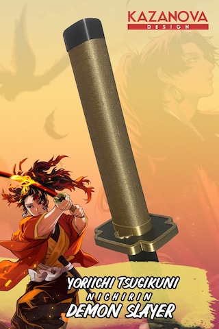 Kazanova Design Yoriichi Tsugikuni Katlanabilir Katana Figür 98 Cm Demon Slayer Anime Cosplay