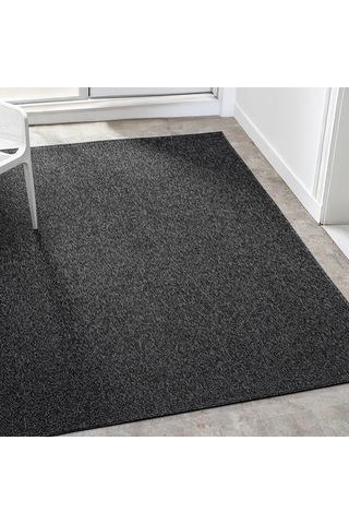 Antrasit Siyah Dokuma Görünümlü Modern Halı - L662anbo