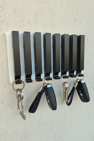 Anahtarlık Askısı 13 X 24 Cm 8 Adet Anahtarlık Asılabilir İşyeri Beyaz
