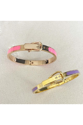 Mineli Rose Gold İkili Çelik Kelepçe Çok Renkli