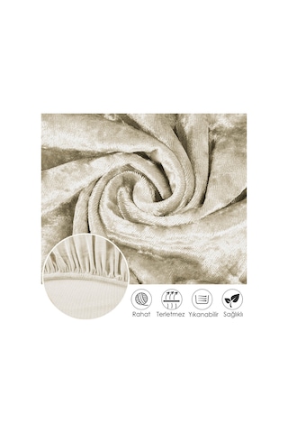 Upmall Kadife Oval Sandalye Kılıfı,sandalye Örtüsü Krem 6 Adet