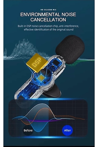 Daytona K9-C1 Wireless 3 IN 1 Kablosuz Type-C Lightning 3.5 MM Jak Tekli Yaka Mikrofonu Siyah