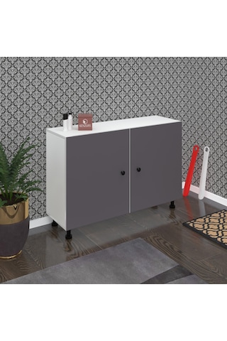 Kenzlife Ayakkabılık Yemeni4 Gribyz 68 120 32 Kapaklı 4 Raflı 24 Çift Ayakkabı Kapasitesi Ahşap