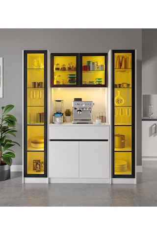 Moon Maxi Kahve Köşesi Komple Mdf Led Aydınlatmalı Mutfak Kahve Dolabı Beyaz Moon Maxi Kahve Köşesi Komple Mdf Led Aydınlatmalı Mutfak Kahve Dolabı Beyaz