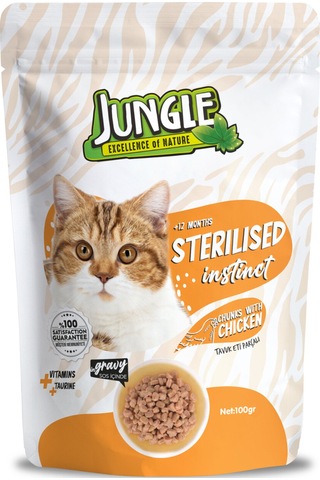 Kısırlaştırılmış Kedi Maması Tavuk Eti Parçalı Pouch 100 Gr