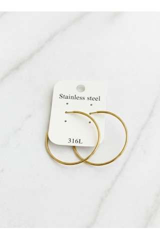 Şehrazat Handmade Gold Çelik Halka Küpe-316l Altın