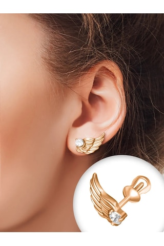 Zolotoj Merkurij Çivi Kulak Küpeleri Angel Kanatları Gümüş Altın Kaplama 365416916 Altın