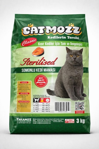 Catmozz Kısırlaştırılmış Somonlu Yetişkin Kedi Maması 3 KG