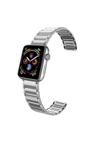 Watch 10 42mm Uyumlu Magnetik Metal Kordon Raptic Classic Serisi Gümüş Gümüş