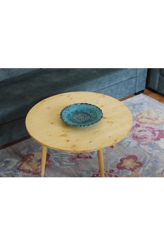 Ahşap Orta Sehpa-yuvarlak-75 Cm- Natural