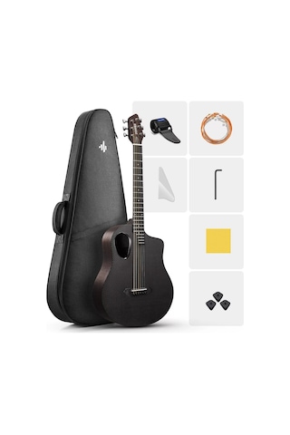 Donner Rısıng-g1 Carbon Fiber Akustik Gitar Seti Parlak Siyah
