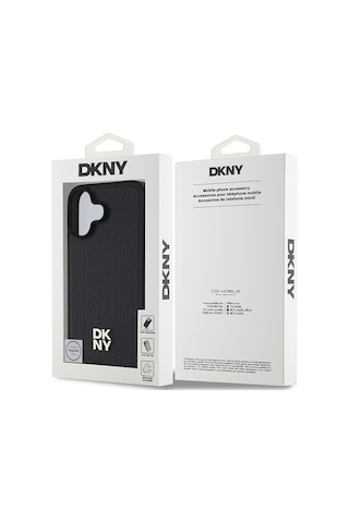 Apple Uyumlu iPhone 16 Plus Kılıf Dkny Lisanslı M-safe Şarj Özellikli 3d Yazılı Repeat Pattern Kapak Siyah