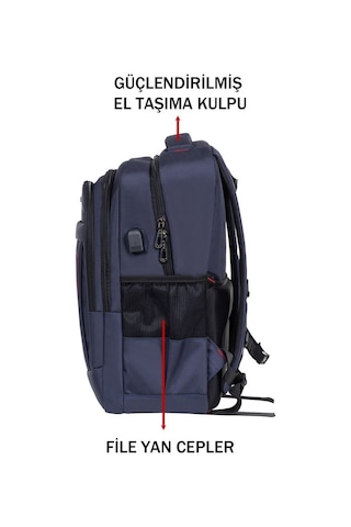 Dada 01 Orta-lise-üniversite & Günlük Okul Sırt Çantası Su Geçirmez Kumaş Darbe Emici Koruma 15,6 Inç Lacivert