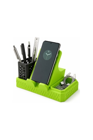 Masaüstü Telefon Standı Ve Kalemlik Organizer Çok Amaçlı Masa Düzenleyici Telefon Tutucu Siyah - Beyaz