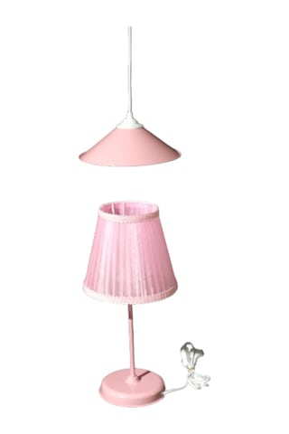 Pembe Kız Çocuk Odası Avize Abajur Takımı