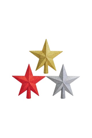 Yılbaşı Çam Ağacı Süsü 15 Cm Gold Simli Yıldız Tepelik