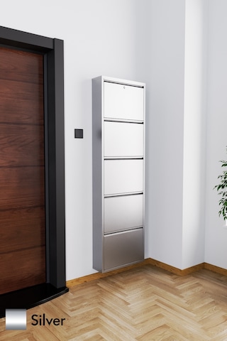 Evdemo Kilitli 5 Kapaklı Metal Ayakkabılık Silver