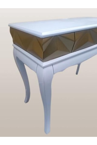 Dresuar Piramit Model 90521 Gold Beyaz Uyum Lükens Kayın Ayak El Yapım Beyaz