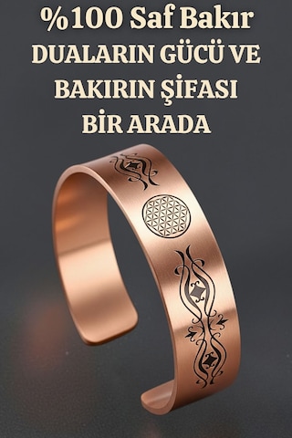 Kadın Bakır Bileklik Yaşam Çiçeği Lazer Kazımalı Kadın Bilezik Sürpriz Hediyeli Diğer