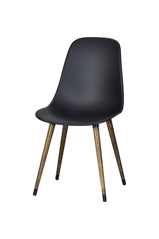Vilinze Eames Kestane Ahşap Ayak Plastik Siyah Sandalye Eames-beyaz Siyah - Kestane