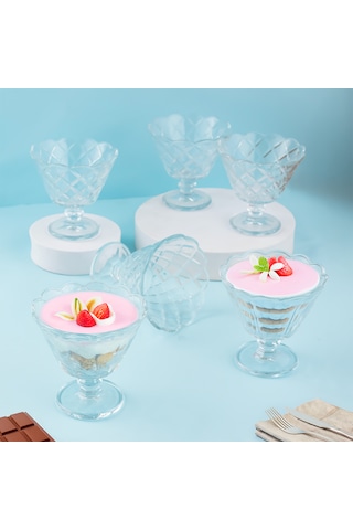 Porsima 1108 6lı Ayaklı Dondurma Magnolia Kasesi Sunum Kase Seti