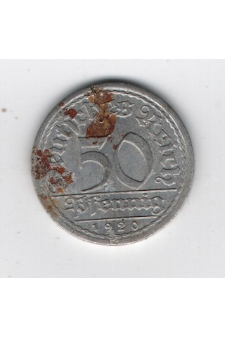 Almanya Weimar Cumhuriyeti 50 Pfennig 1920-a Mp2092