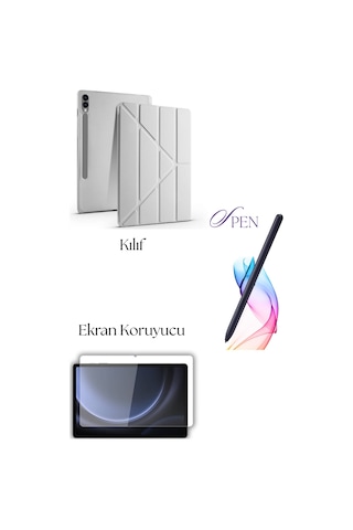 Fuchsia Galaxy Tab S10 Plus İle Uyumlu Tablet Kılıfı S Pen Tablet Kalemi Temperli Ekran Koruyucu Set Tablet Kılıfı