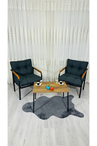 Madame Home Lale Balkon, Bahçe, Cafe Metal Kanepe Koltuk Takımı 2 Tekli + Sehpa Antrasit