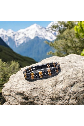 Çift Oniks Ve Kaplangözü Çelik Bileklik 31832b20d4 Çok Renkli