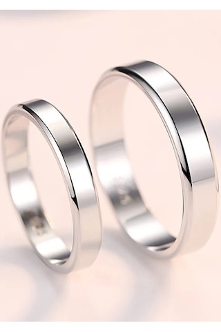 4mm Yanı Kesik Gümüş Klasik Alyans Söz Nişan Yüzüğü Wr89