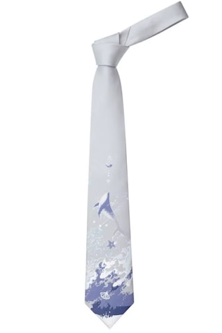 Waves And Pebbles Simli Gri Kadın Kravat Gri