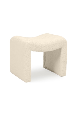 Tokyo Peluş Oval Puf Krem Krem