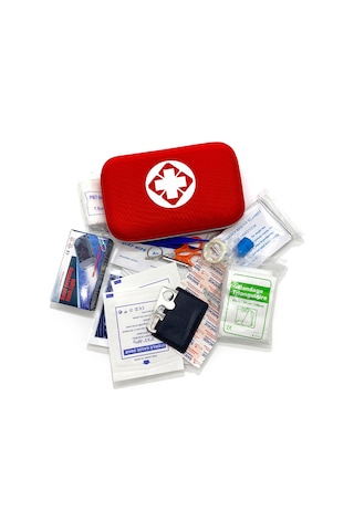 Jeehugo Kırmızı Eva Aile Çıktı İlk Yardım Seti, 18 Tür 44 Parça - Araç Ve Dış Aktiviteler İçin İlk Yardım Çantası Kırmızı