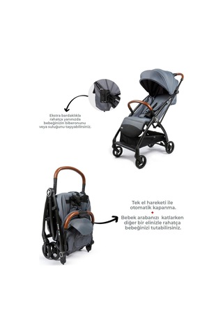 Kanz Xflop Autofold Kabin Boy Bebek Arabası Dark Grey