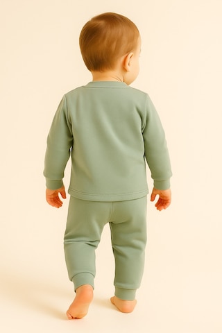 Aden Kids Çocuk Mevsimlik Penye Pijama Takımı Beyaz - Yeşil