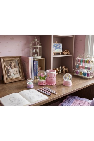 Masalsı Dokunuş: Flamingo Kalemlik Unicorn Kar Küresi 3 Lü Dekoratif Set 001