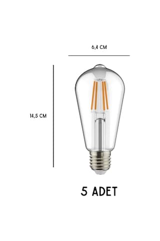K2 Kes505 Led Filament Ampul 6w E27 Duy Günışığı - 5 Li Paket