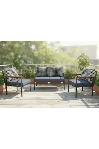 Safir 2+1+1 Kaz Ayağı Kırlent Balkon-bahçe-kafe Çay Seti Koltuk Oturma Takımı-oturma Grubu Mavi