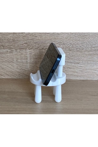 Telefon Standı Sandalye Beyaz Mini Sandalye