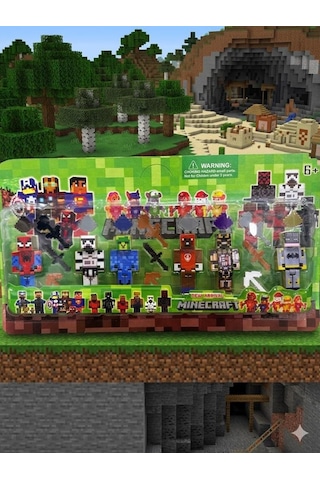 Minecraft Uyumlu Süper Kahramanlar Figür Seti - 6 Karakterli Aksesuarlı Çocuk Oyuncak Hediye Seti