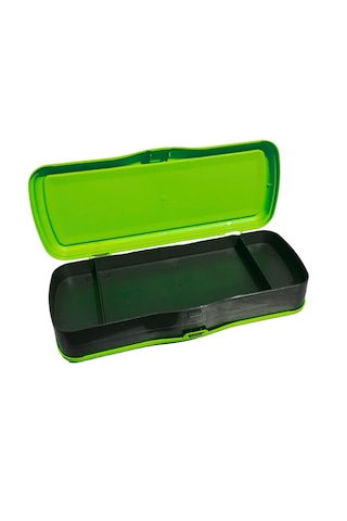 Plastik Çift Bölmeli Fonksiyonel Kalemlik Kalem Kutusu Yeşil