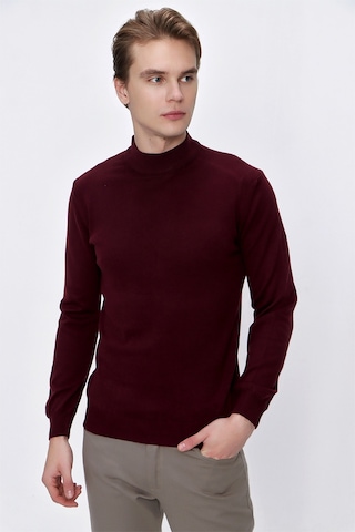 Morven Basic Dinamik Fit Rahat Kesim Yarım Balıkçı Yaka Triko Kazak 99kc017002752 Koyu Bordo