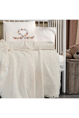 Kanz Bebek Waffle Müslin Nakışlı Pike Knz-021 Little Heart Little Heart